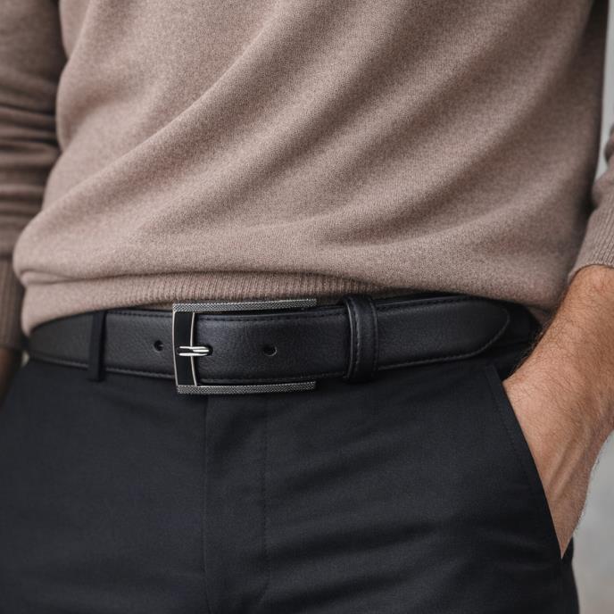 totes® Mens Belt With Textured Buckle Black
